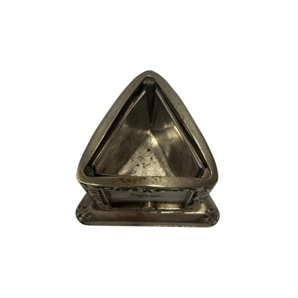 Vintage Godinger 1991 Silver Plated Triangular 3 Photo Frame Pen Flower Holder